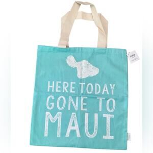 SoHa Living Tote Bag Aqua Canvas Maui Print NWT
